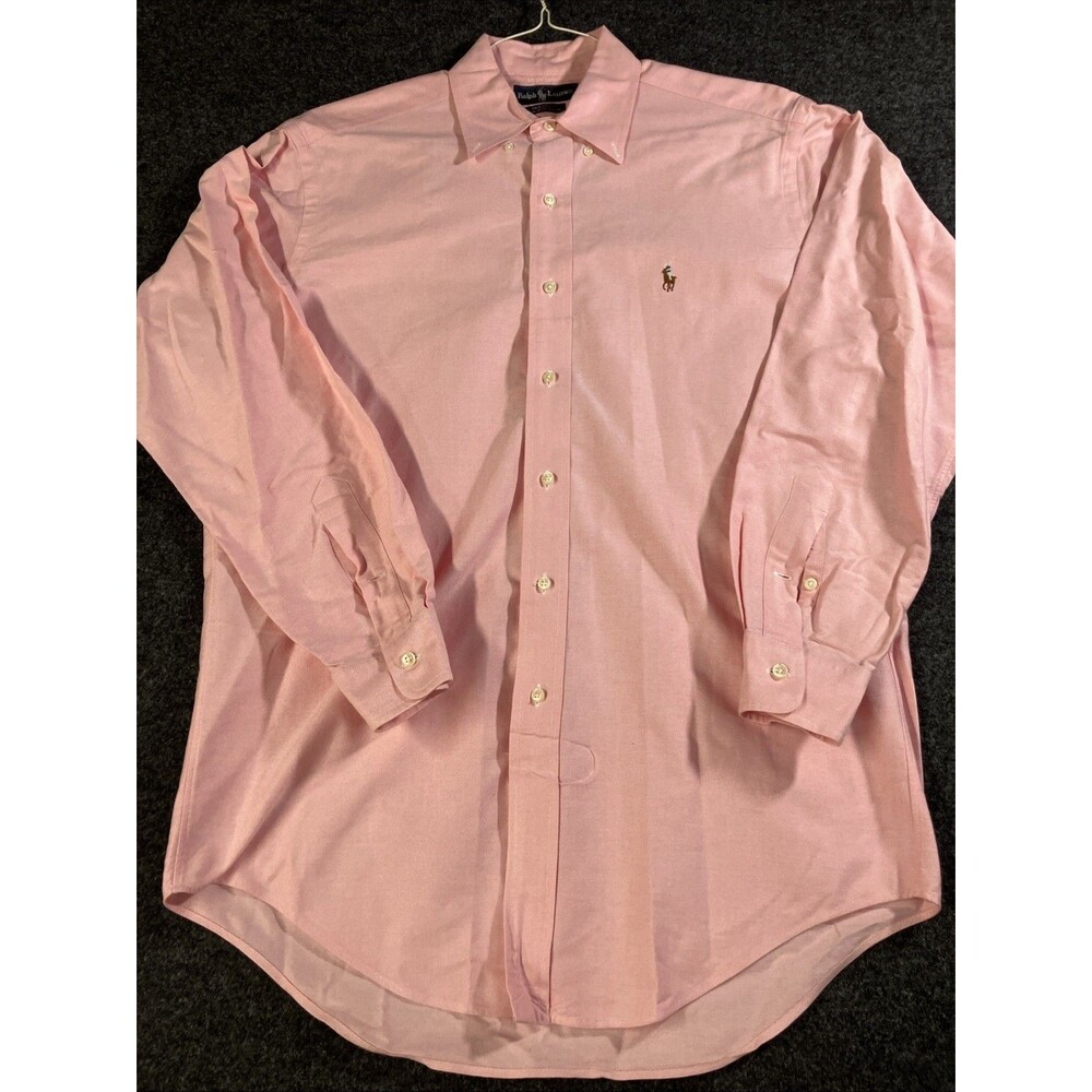 VTG Ralph Lauren Yarmouth Pink Oxford Dress Shirt Mens 15 33 Large